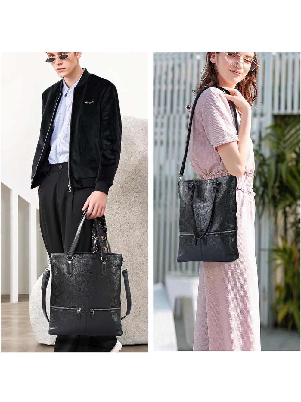 LASAVIN Black Pebbled Leather laptop tote - Picture 9 of 11